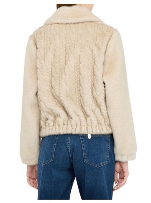 Bomber da donna  in morbido tessuto teddy con trecce color beige LIU JO | MF5094-E1044W9868
